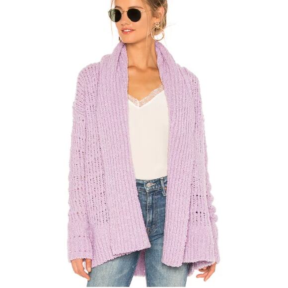 FREE PEOPLE X RTR X REVOLVE Lavender Serene Cardigan Sweater Size L - Picture 1 of 9